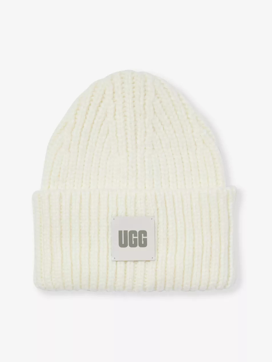 Logo-patch knitted beanie | Selfridges
