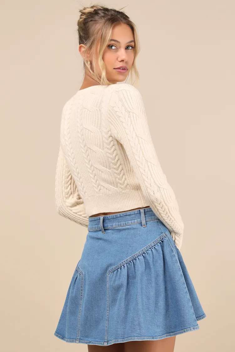 Edgy Affection Medium Wash Denim High-Rise Paneled Mini Skirt | Lulus