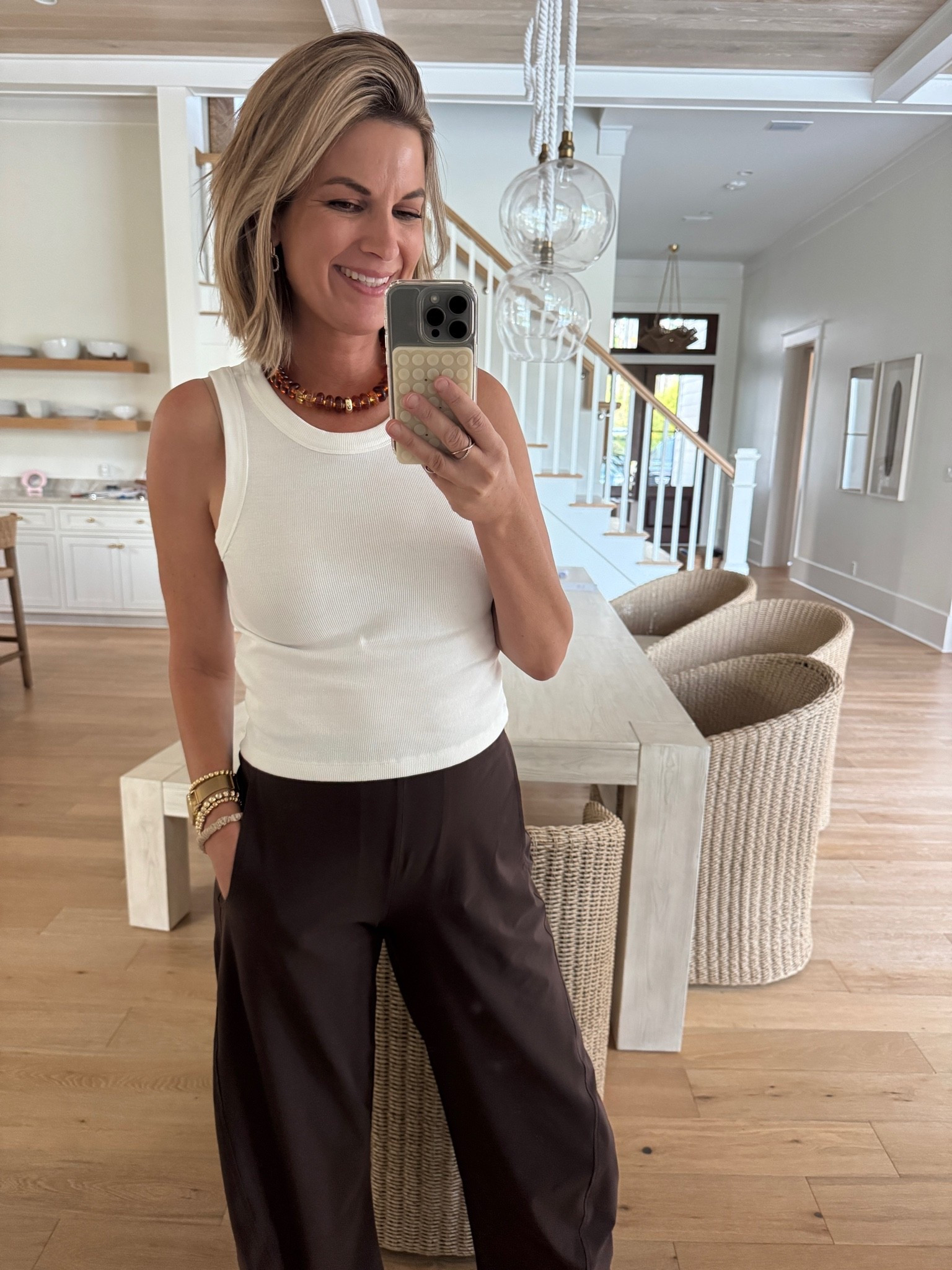 A great basic tank in organic cotton. I am wearing the splurge pants in 4 tall but sharing a save option.

#LTKOver40 #LTKTall #LTKootd