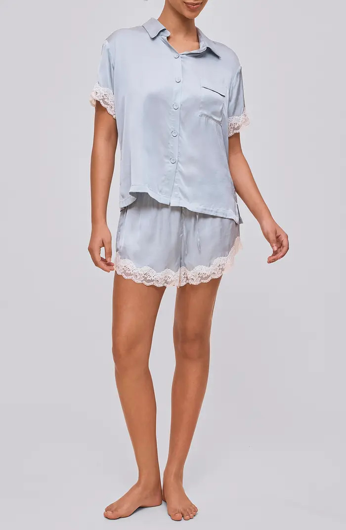 Annabelle Lace Trim Satin Short Pajamas | Nordstrom