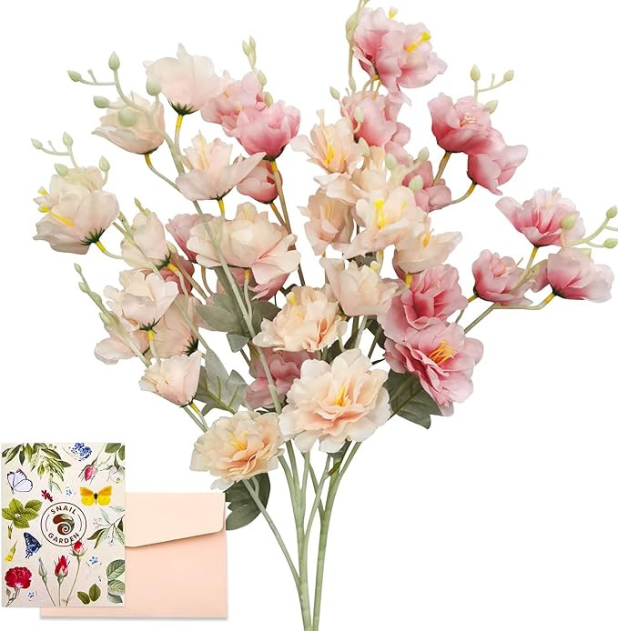 SNAIL GARDEN 2 Pack Artificial Flower Bouquet,Long Stem Silk Peony,Fake Spring Flowers with 40 Fl... | Amazon (US)