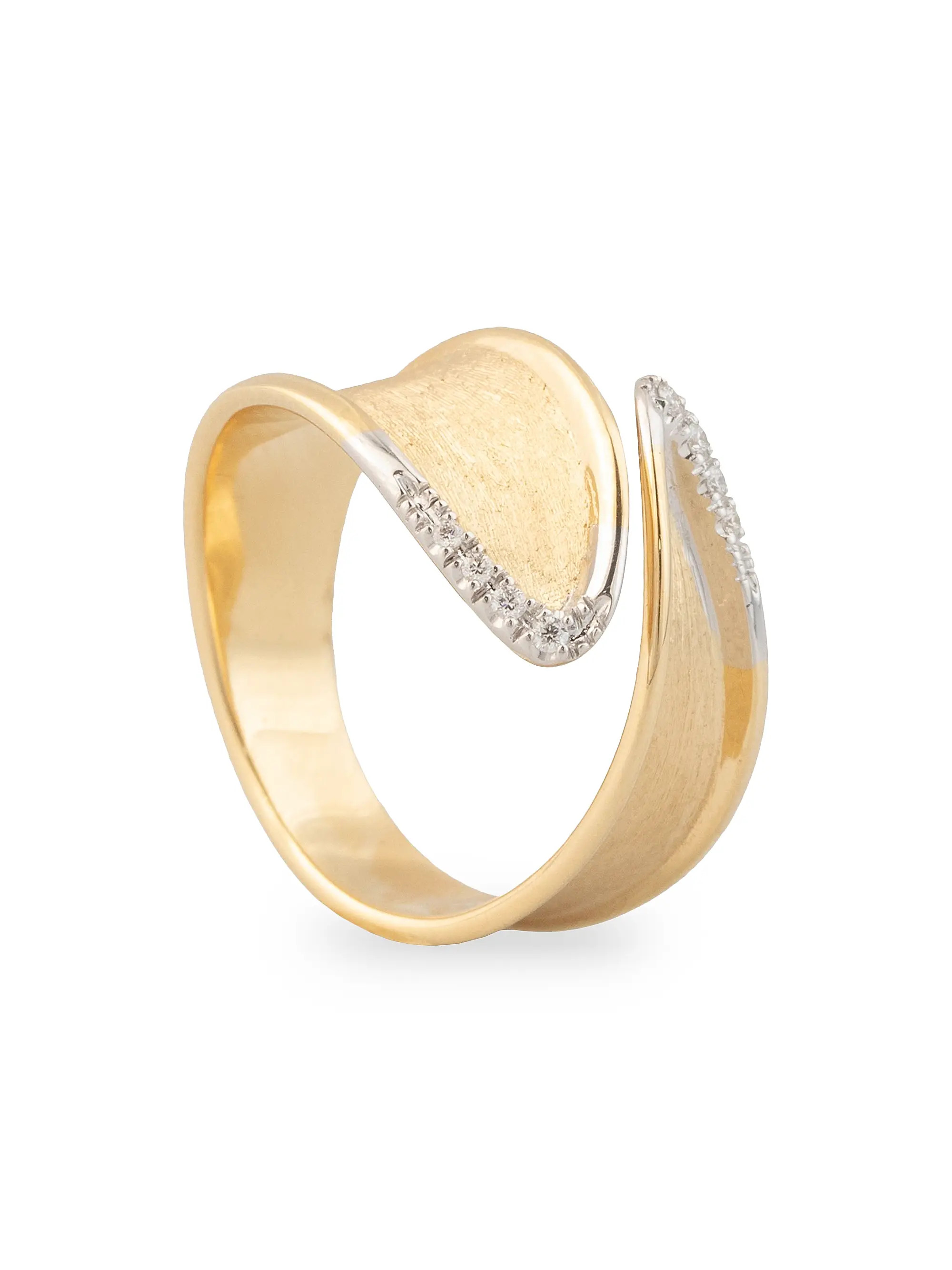 Lunaria Twist Two-Tone 18K Gold & 0.04 TCW Diamond Wrap Ring | Saks Fifth Avenue