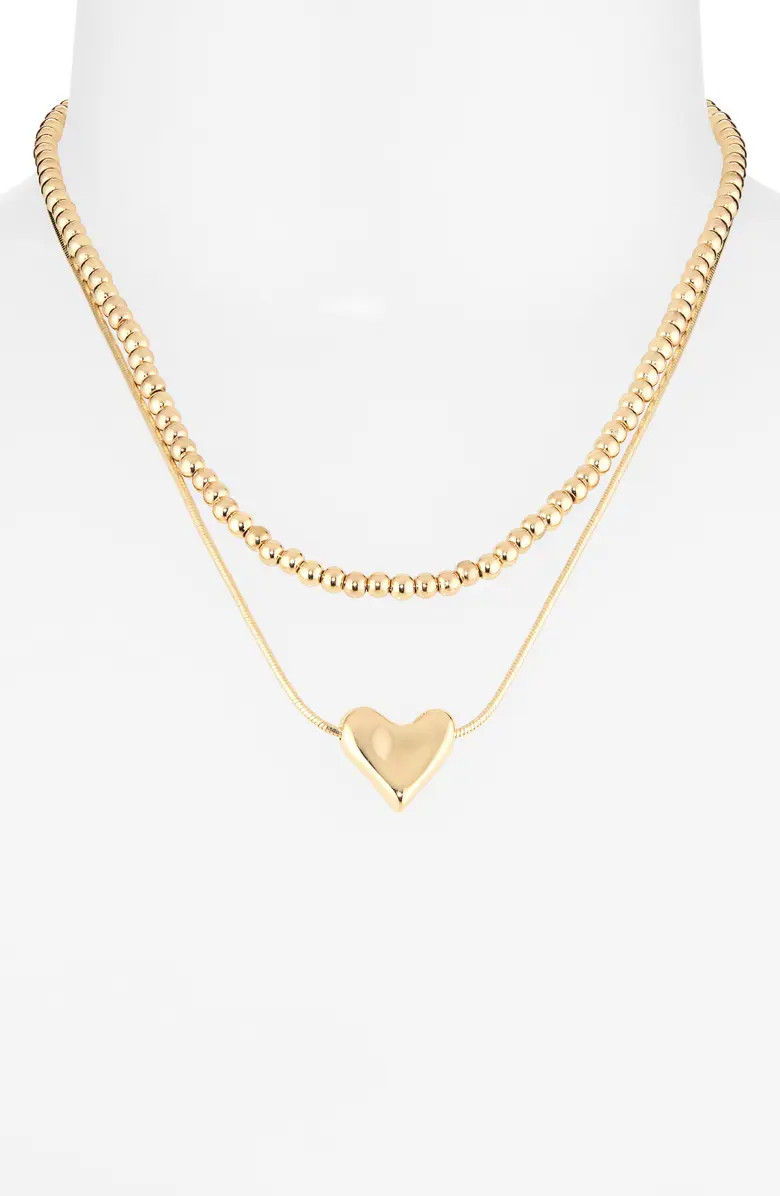 Nordstrom Set of 2 Bead Chain & Puffy Heart Pendant Necklaces | Nordstrom | Nordstrom
