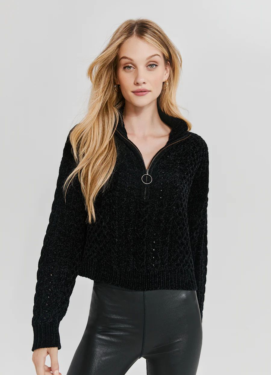 Chenille Quarter Zip Sweater | Something Navy