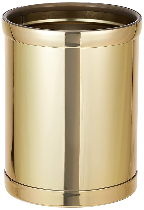Kraftware Mylar Round Wastebasket, 8 Quart, Polished Brass Color | Amazon (US)