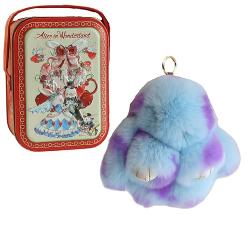 Bunny Lulu,Bunny Lulu Keychain with Tin,Ever So Cute Bunny Keychain,Color matching Fashion Bunny Keychain for Christmas Gift (Purple&Blue) | Amazon (US)