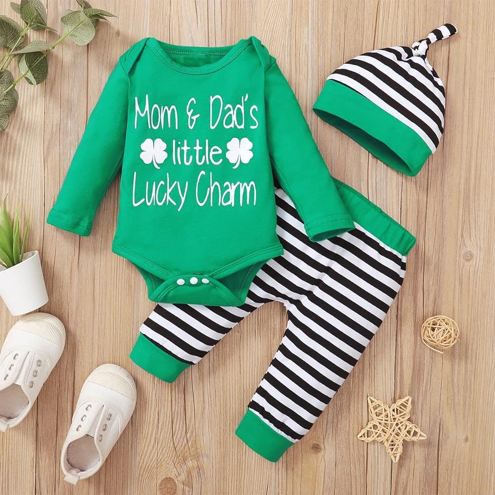 Happidoo Baby Boy My First St. Patrick's Day Outfit Set Clover Romper | Amazon (US)