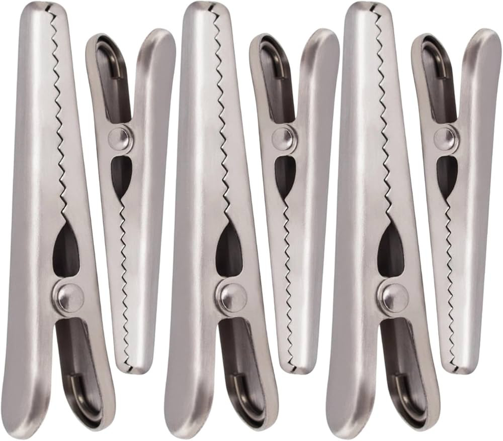 6pcs Stainless Steel Food Clips Chip Clips Jaw Sealing Clips, Bag Clips Alligator Clips Bag Seali... | Amazon (US)