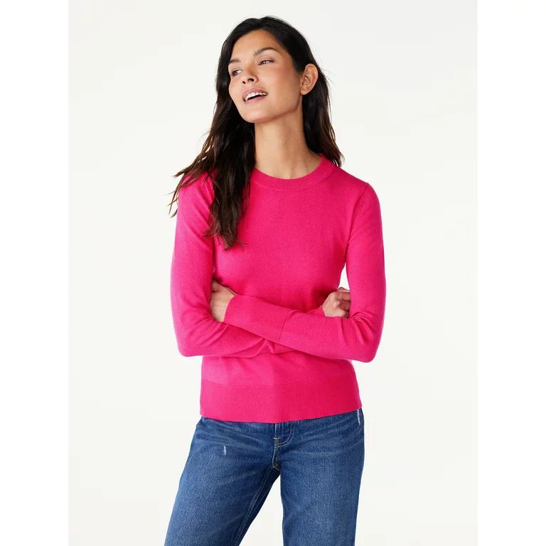 Free Assembly Women’s Crewneck Sweater with Long Sleeves, Midweight, Sizes XS-XXL | Walmart (US)