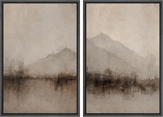 MUDECOR Framed Canvas Print Wall Art Set Abstract Mountain Landscape Soft Earth Tones Illustratio... | Amazon (US)