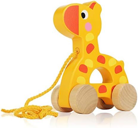 Adorable Giraffe Wooden Animal Pull Toy - Solid Wood Educational Baby Toy for Toddler Boys and Gi... | Amazon (US)