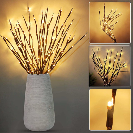 20LED Lighted Branches Battery Operated Warm White Led Twigs Lighted Willow Branches Vase Fillers fo | Walmart (US)
