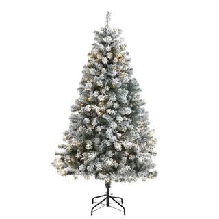 6ft. Pre-lit Flocked Rock Springs Spruce Artificial Christmas Tree with Clear LED Lights | Michaels Stores