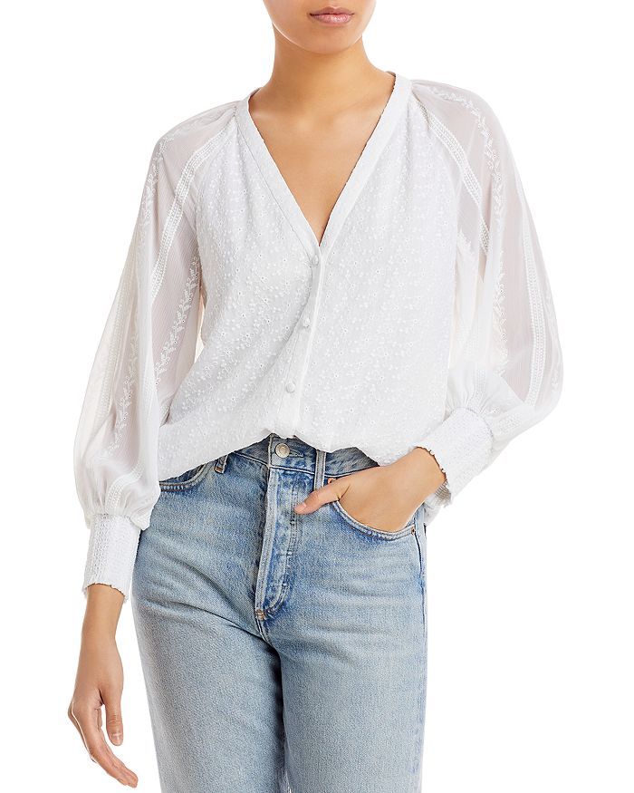 Lang Embroidered Button Down Blouse | Bloomingdale's (US)