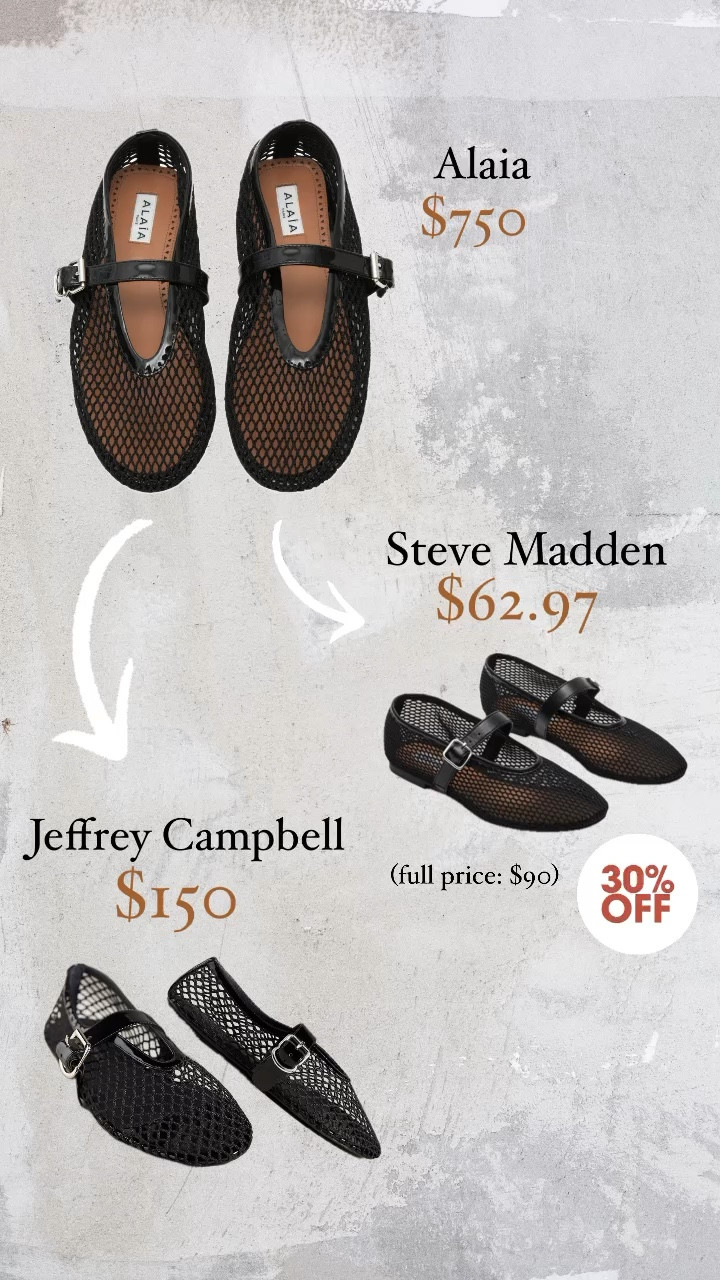 The best mesh flats dupes on the market 😍 obsessed with netted flats! 

Steve Madden ones are on sale 😍 code: FRIENDS30 

 mesh Mary janes, fishnet ballet flats 

#LTKstyletip #LTKfindsunder100
