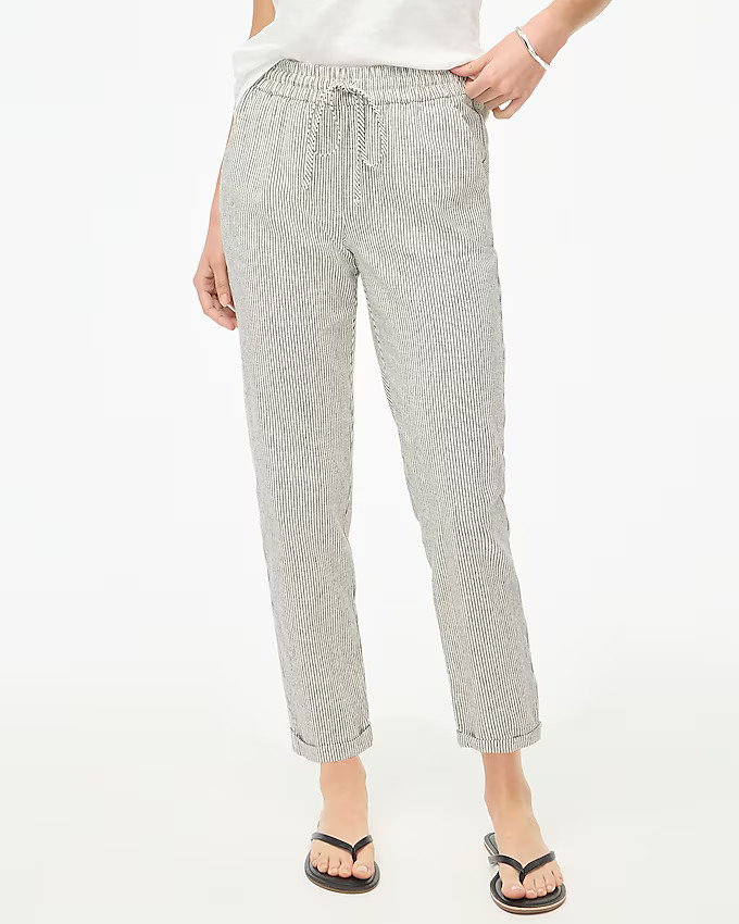 Striped linen-cotton drawstring pant | J.Crew Factory