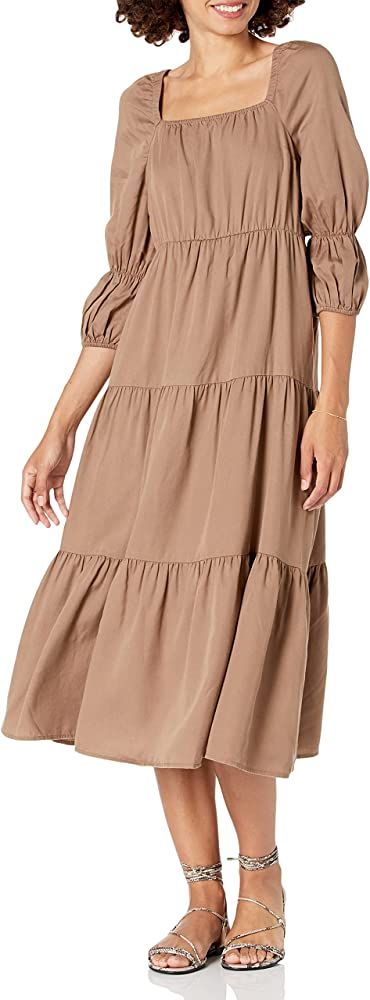 The Drop Women's Keyla Puff-Sleeve Square Neck Tiered Midi Dress | Amazon (US)