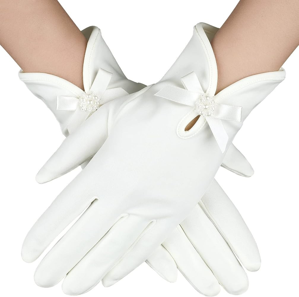 Short Satin Wrist Length Gloves for Women's Gown - Opera Bridal Banquet Dress Glove for Wedding a... | Amazon (US)