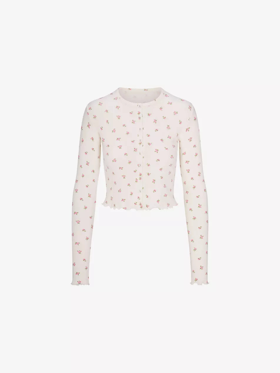 Pointelle Lettuce-Edge Cotton-Jersey Cardigan | Selfridges