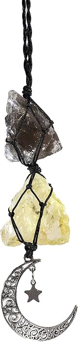 BOHO GARDEN Hanging Car Charm - Smoky Quartz & Citrine - Dangling Moon, Healing Crystal Accessori... | Amazon (US)