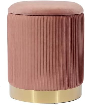 Tov Furniture Zoe Pleated Velvet Round Storage Ottoman (Blush) | Amazon (US)