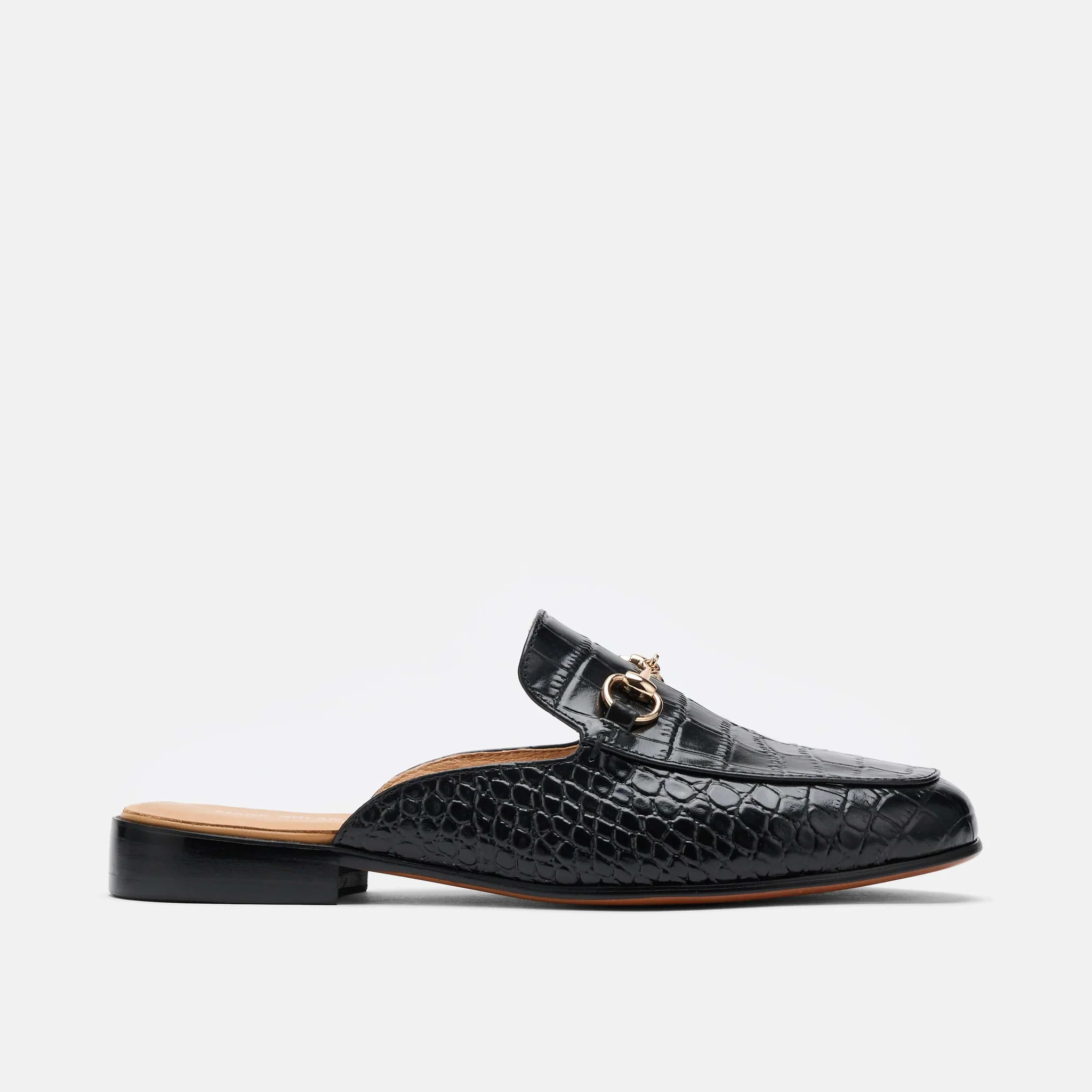 Ms. Del Sol Black Croc Loafer Mule | Marc Nolan
