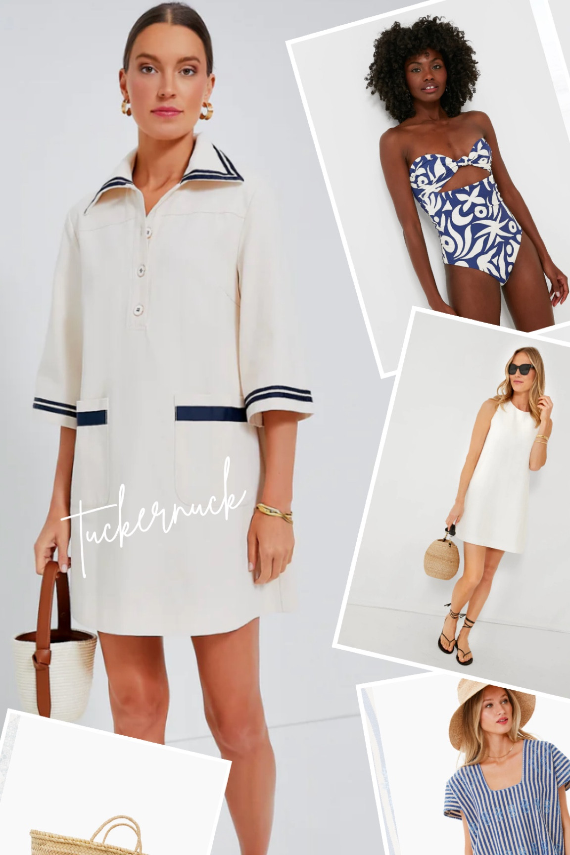 Tuckernuck beach chic 
White linen dress - beach coverup - swim suit - coastal dress - coastal vibes - straw hat - beach hat - sandals - summer outfit - summer dress - beach attire - beach accessories 

#LTKSeasonal #LTKstyletip #LTKFind