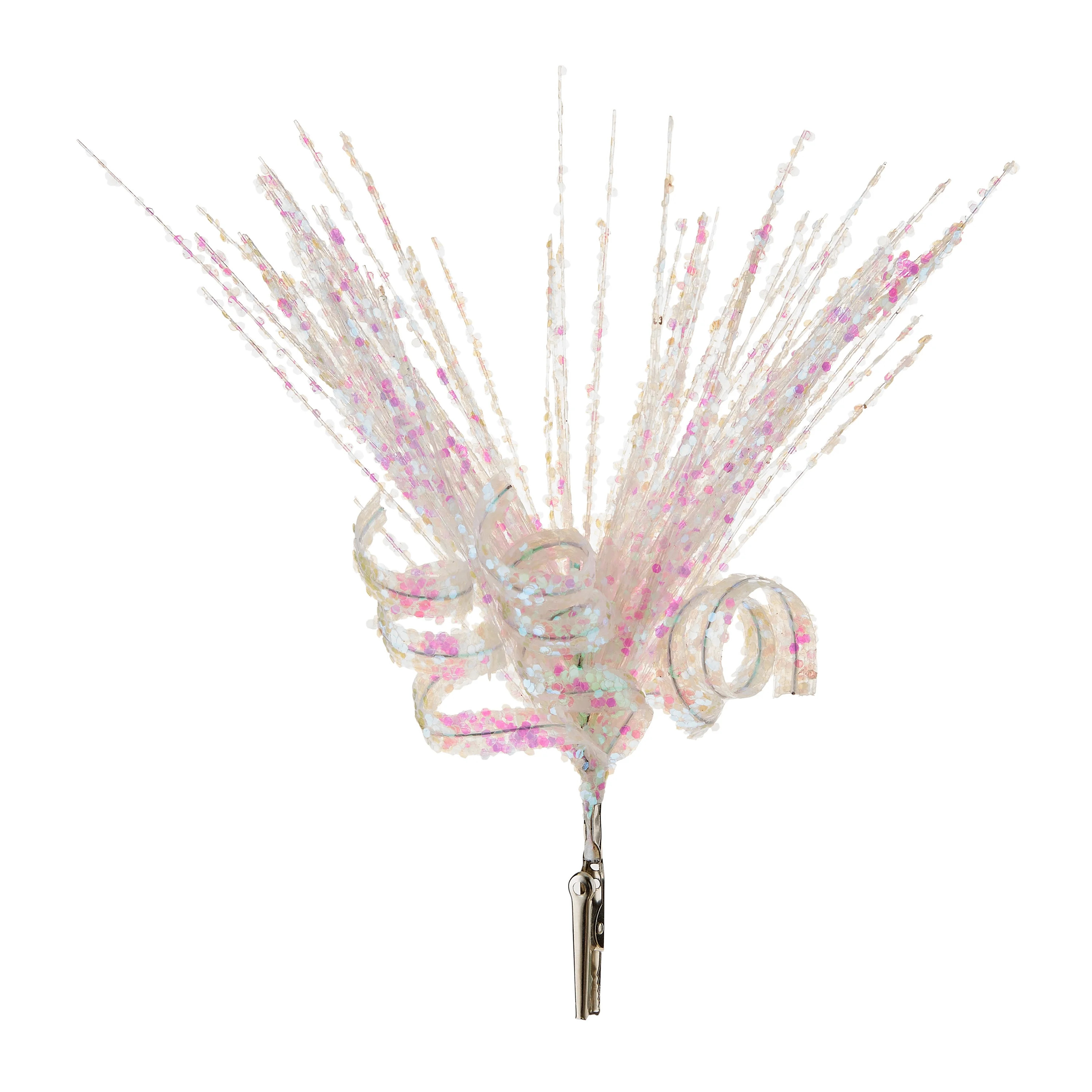 White Iridescent Swirl Spray Clip On Ornament, 7.8 in, by Holiday Time | Walmart (US)