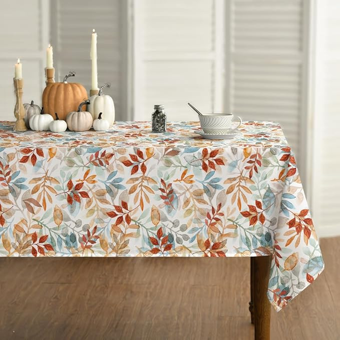 Horaldaily Fall Tablecloth 60x84 Inch Rectangular, Thanksgiving Autumn Harvest Orange Blue Waterc... | Amazon (US)