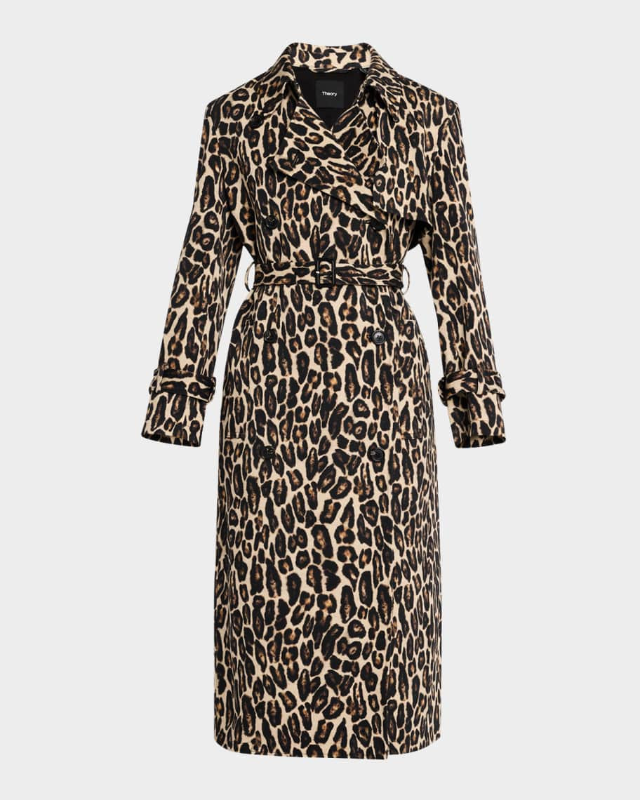 Theory Relaxed Leopard Trench Coat | Neiman Marcus