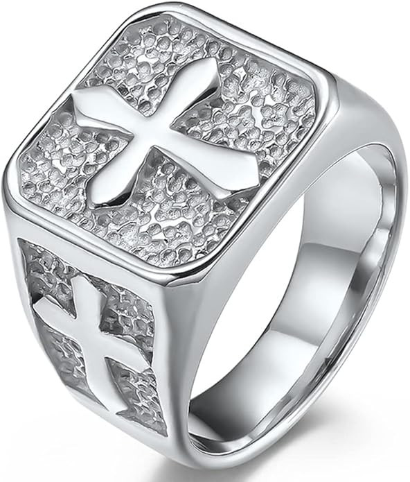 Jude Jewelers Stainless Steel Signet Style Christian Cross Religious Cocktail Party Biker Stateme... | Amazon (US)