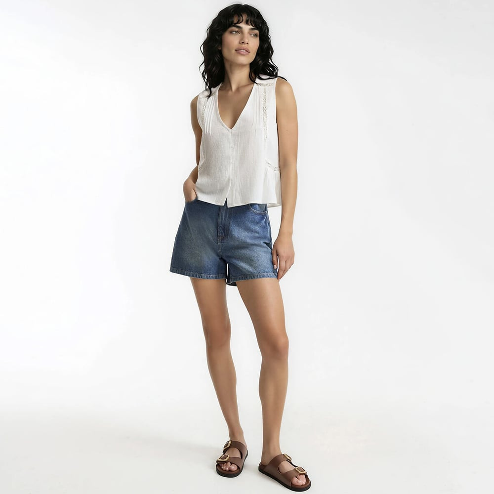 Embroidered Sleeveless V-Neck Blouse | La Redoute (UK)