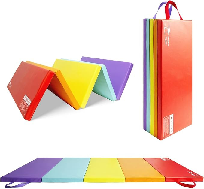 Kangaroo Hoppers Tumbling Mats for Kids, Foldable Gym Mat, Kids Gymnastics Mat with Carrying Hand... | Amazon (US)