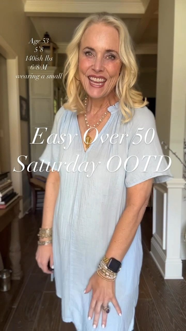 I shared this reel a while back, but this Old Navy dress is now on SALE! While they no longer carry  this exact color option, Old Navy has a ton of new vibrant colors available now on their website and is 40% off right now! 

Easy breezy gauzy Saturday OOTD for midlife women. It’s the perfect dress for so many occasions and is incredibly affordable and comfortable. Paired with my everyday jewelry from Amazon, Etsy, Victoria Emerson, and Jennifer Ponson plus gold slides from JCrew Factory. I sized down to a small.

For my Jennifer Ponson jewelry, I’m wearing the 21” necklace and the 7.5" Gold Plated Chain Bracelet from the Italian Coin Collection. 

Comment the word JEWELRY, and I’ll manually send you a separate link for the Jennifer Ponson Designs.  Use code LAUREN10 for 10% off and FREESHIP for free shipping in the US. She ships outside the US for a fee.

#LTKFindsUnder50 #LTKSaleAlert #LTKSummerSales