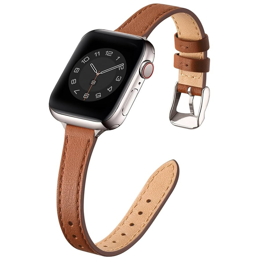 STIROLL Slim Leather Bands Compatible with Apple Watch Band 38mm 40mm 41mm 42mm(Series 11 10), To... | Amazon (US)