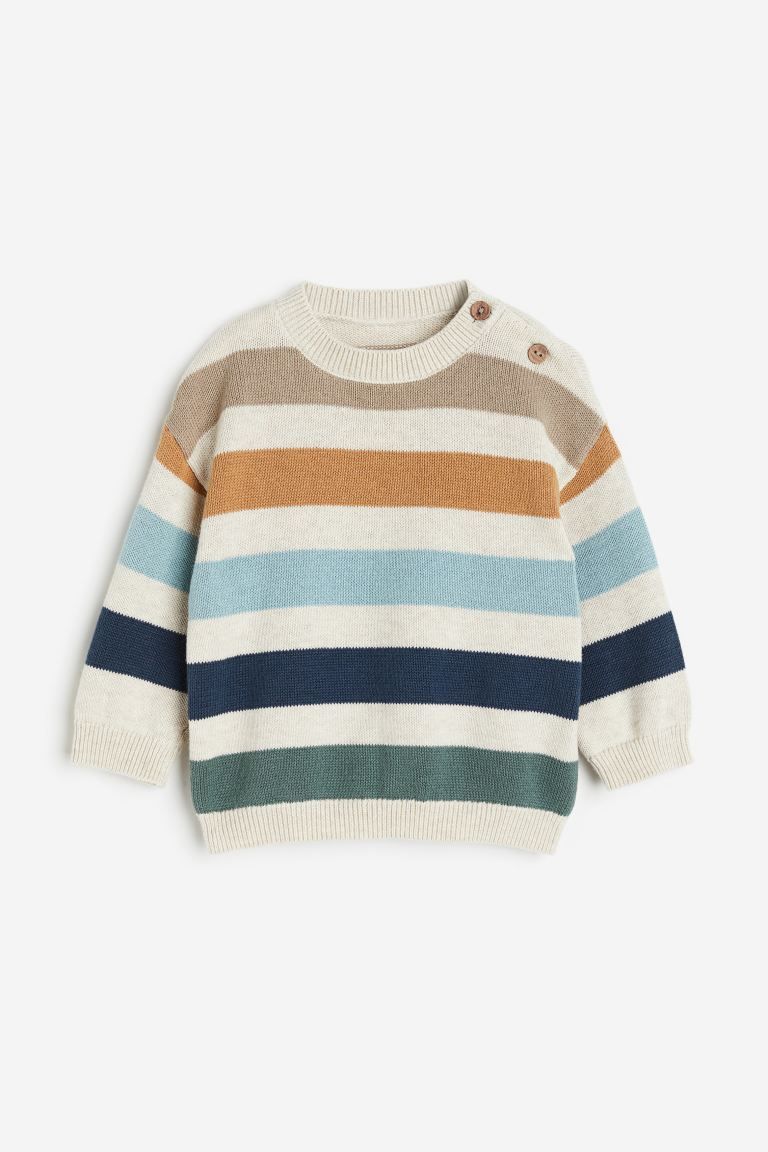 Cotton Sweater - Light beige/striped - Kids | H&M US | H&M (US + CA)