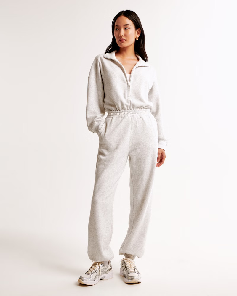 Long-Sleeve Half-Zip Fleece Jumpsuit | Abercrombie & Fitch (US)