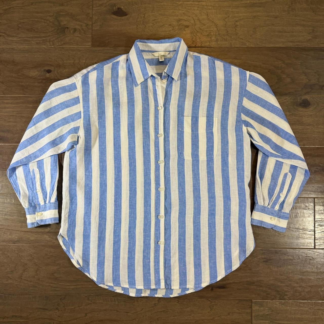 H & M Women's Shirt - Blue/White - S | Depop US