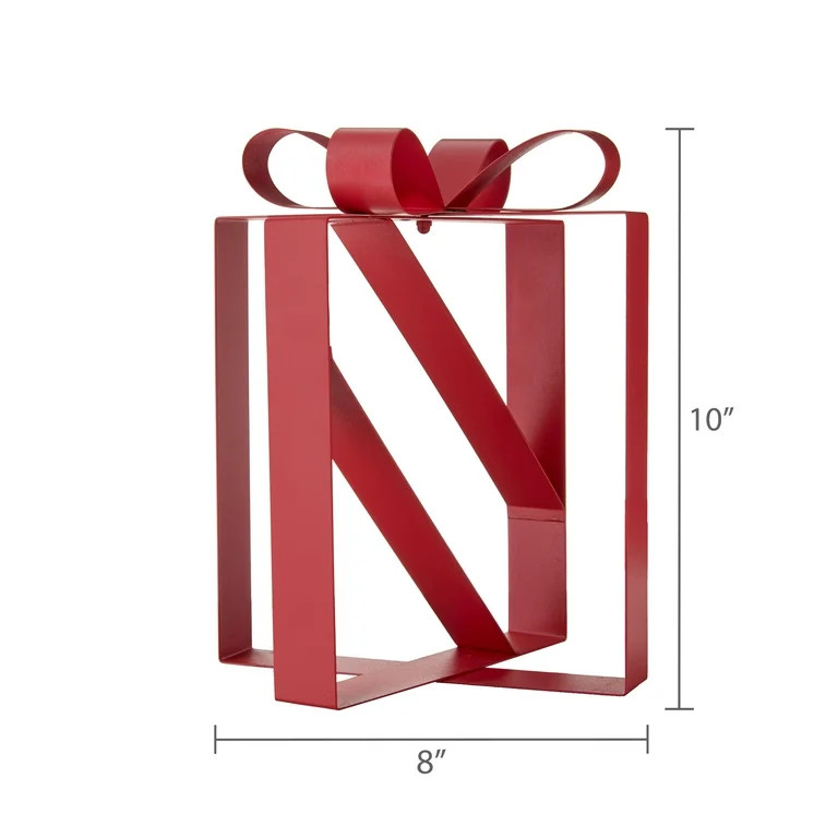 Christmas Metal Gift Box Decoration, Red, 10.75", by Holiday Time | Walmart (US)
