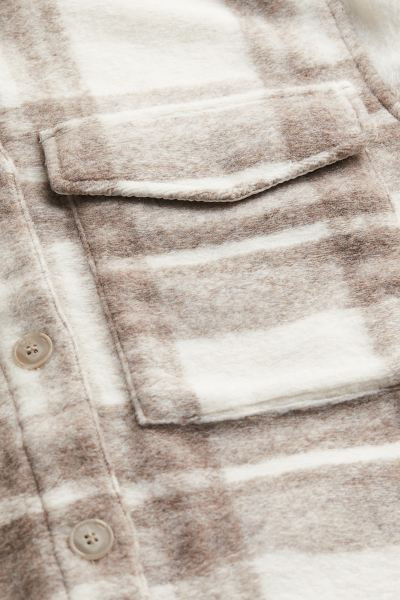 Oversized Shacket - Dark beige/plaid - Ladies | H&M US | H&M (US + CA)