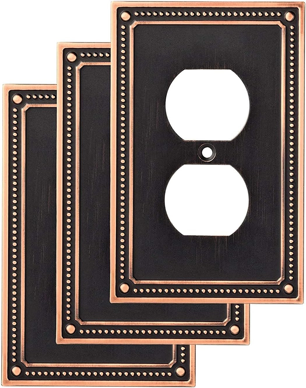 Franklin Brass Classic Beaded (3-Pack) Outlet Covers Bronze w/Copper Highlights 1-Gang Wall Plate Single Duplex Switch Plates Electrical Guard W35059V-VBC-C | Amazon (US)