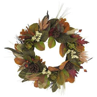 22" Fall Leaves & Artichoke Wreath by Ashland® | Michaels | Michaels Stores