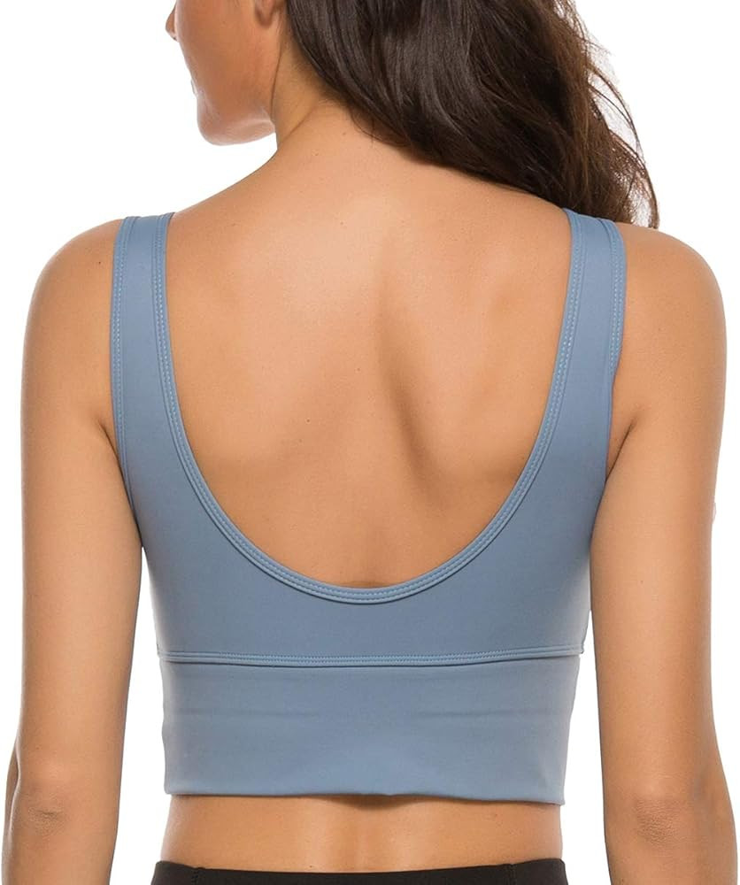 nine bull Sports Bras for Women - Womens Longline Wirefree Padded Sports Bra Yoga Bra Crop Top | Amazon (US)