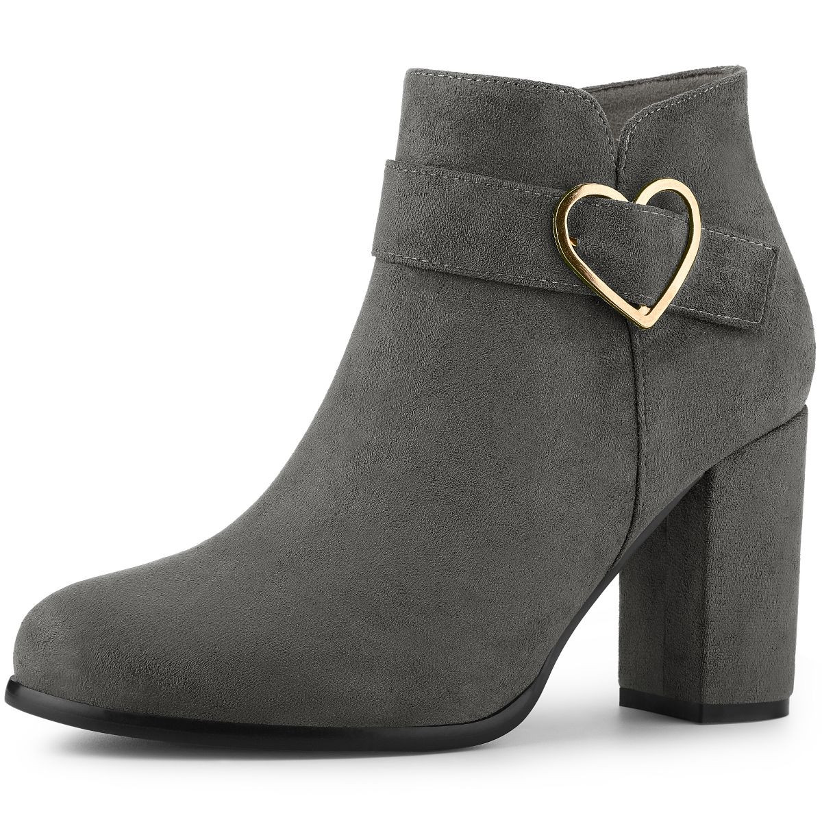 Allegra K Women's Buckle Side Zip Chunky Heels Ankle Booties | Target