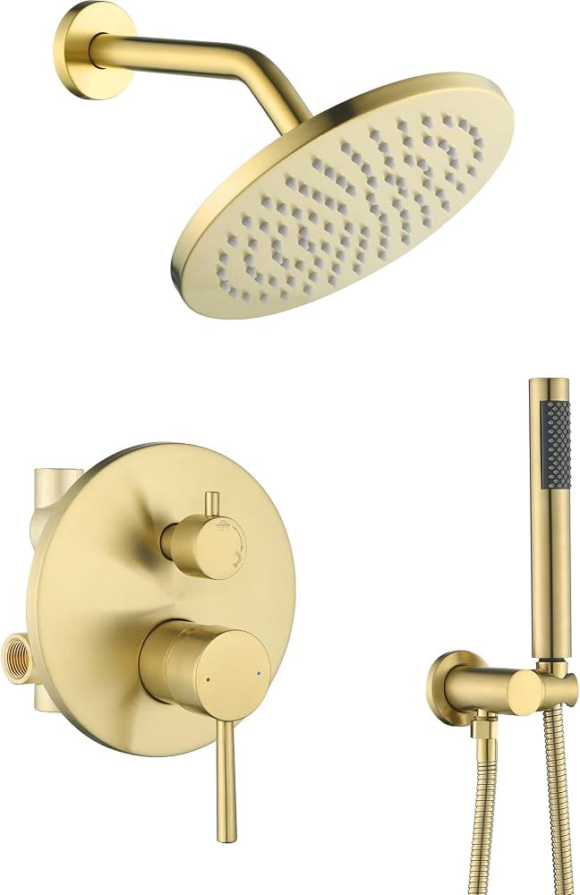 Shower System, All Metal Gold Shower Faucet Set, Brushed Gold | Amazon (US)