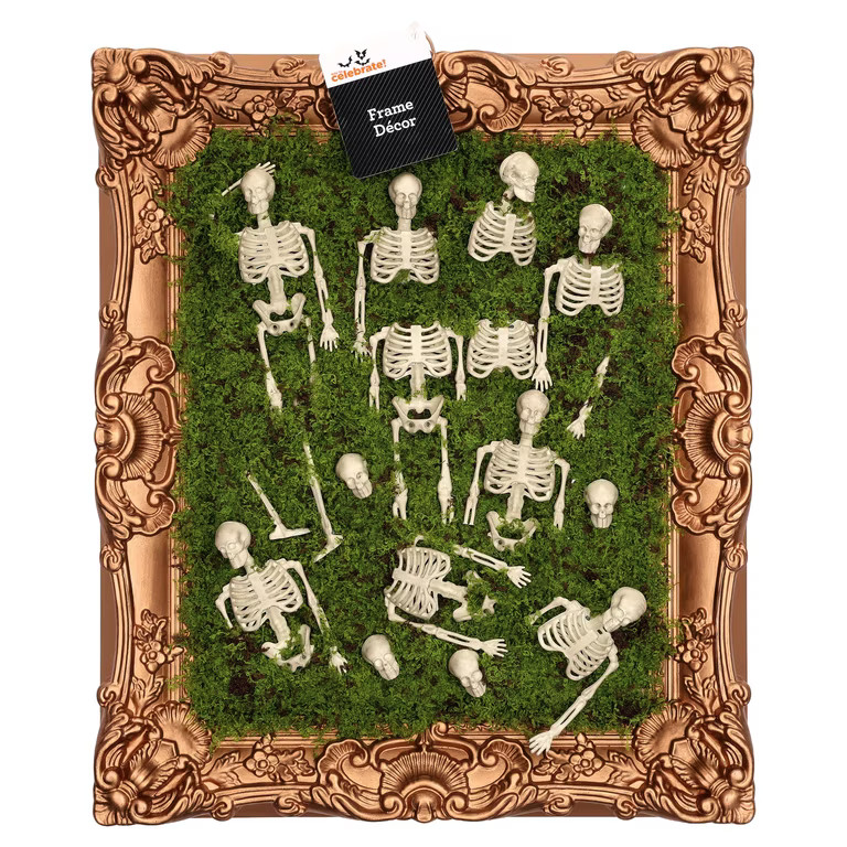 Skeleton Moss Framed Wall Art, Multicolor, 12" x 14.5", Halloween by Way To Celebrate | Walmart (US)