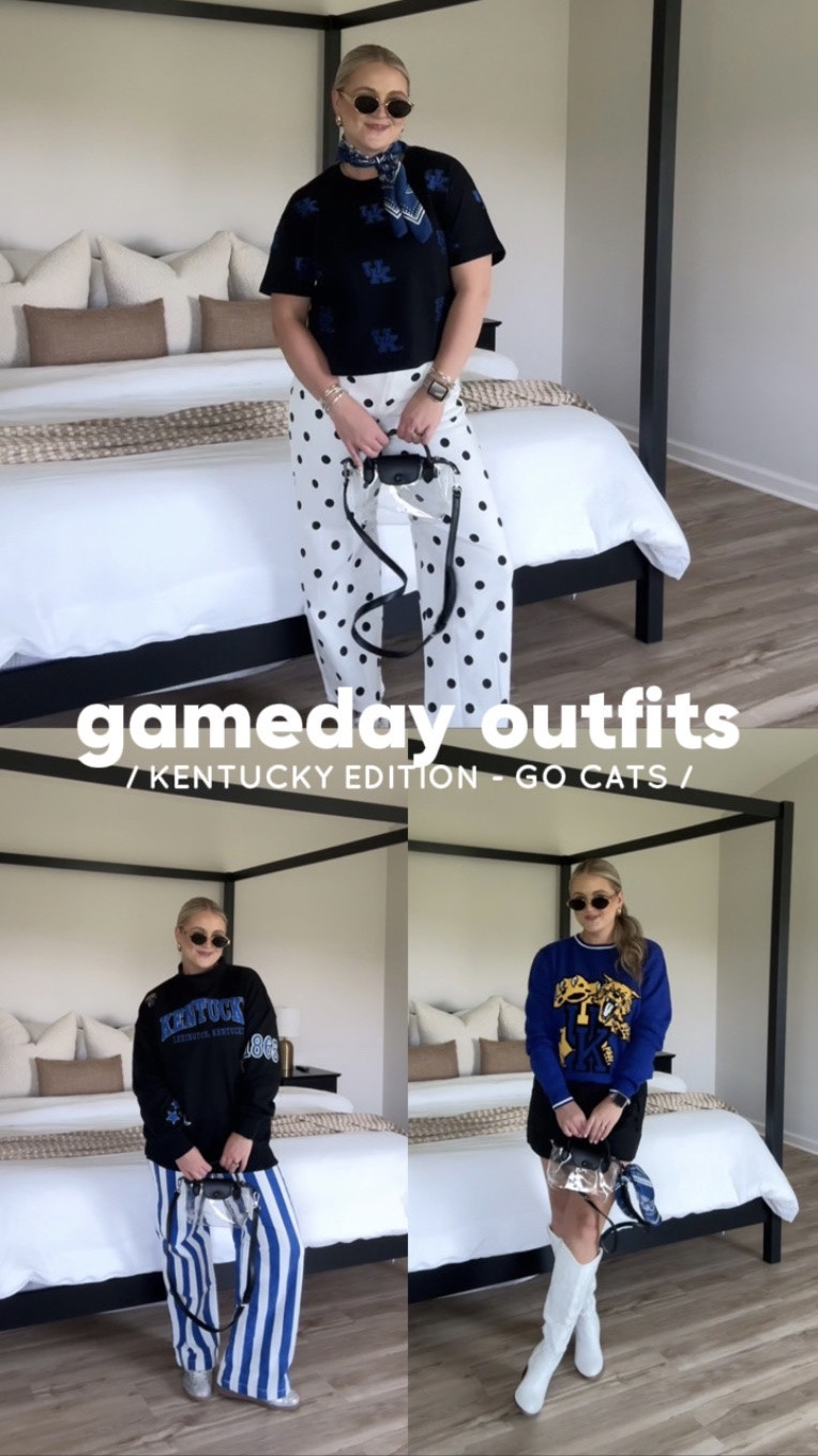 game day outfits, gameday, football season, UK, Cats, Kentucky 🏈💙 

wearing a large in the black tee & mediums in everything else!