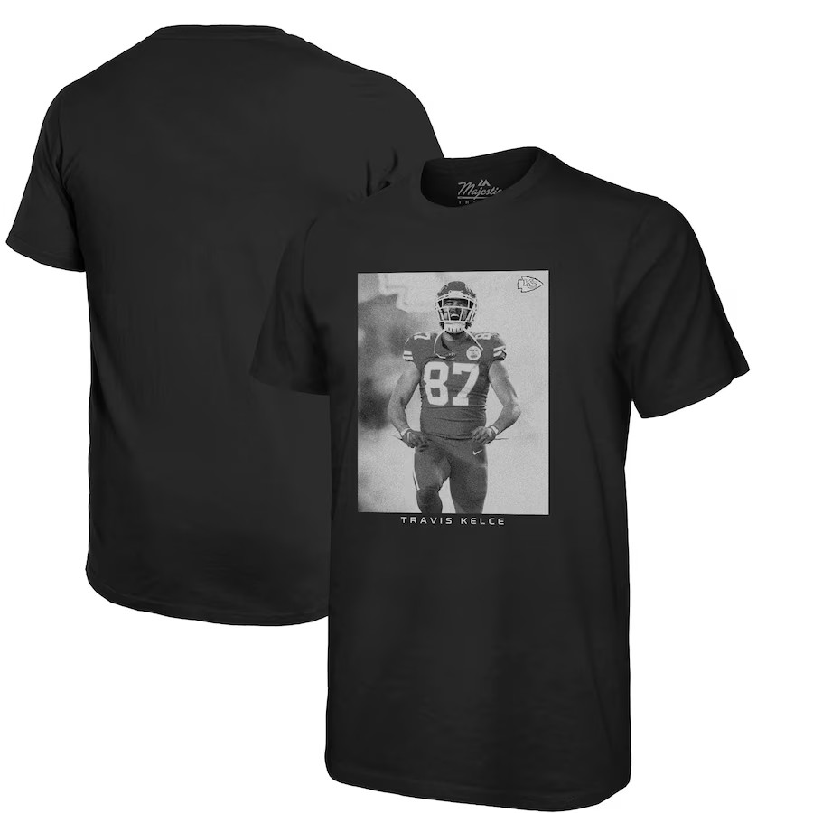 Travis Kelce Kansas City Chiefs Majestic Threads Player Graphic Oversized T-Shirt - Black | Fanatics