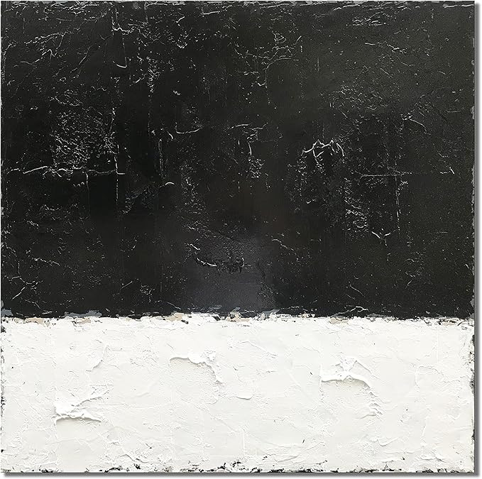 Epicler Hand-Painted Abstract Black and White Modern Canvas Oil Painting, Contemporary Minimalist... | Amazon (US)