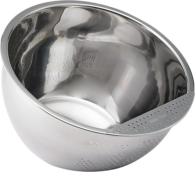 Helen's Asian Kitchen Professional Rice Washing Bowl – Stainless Steel Rice Rinser Strainer wit... | Amazon (US)